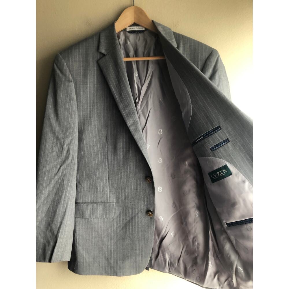 Lauren Ralph Lauren Men Gray Wool Suit Jacket Size 42R - Picture 10 of 14